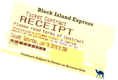 Le Chameau Bleu - Blog Voyage Block Island - Ticket du Ferry pour Block Island